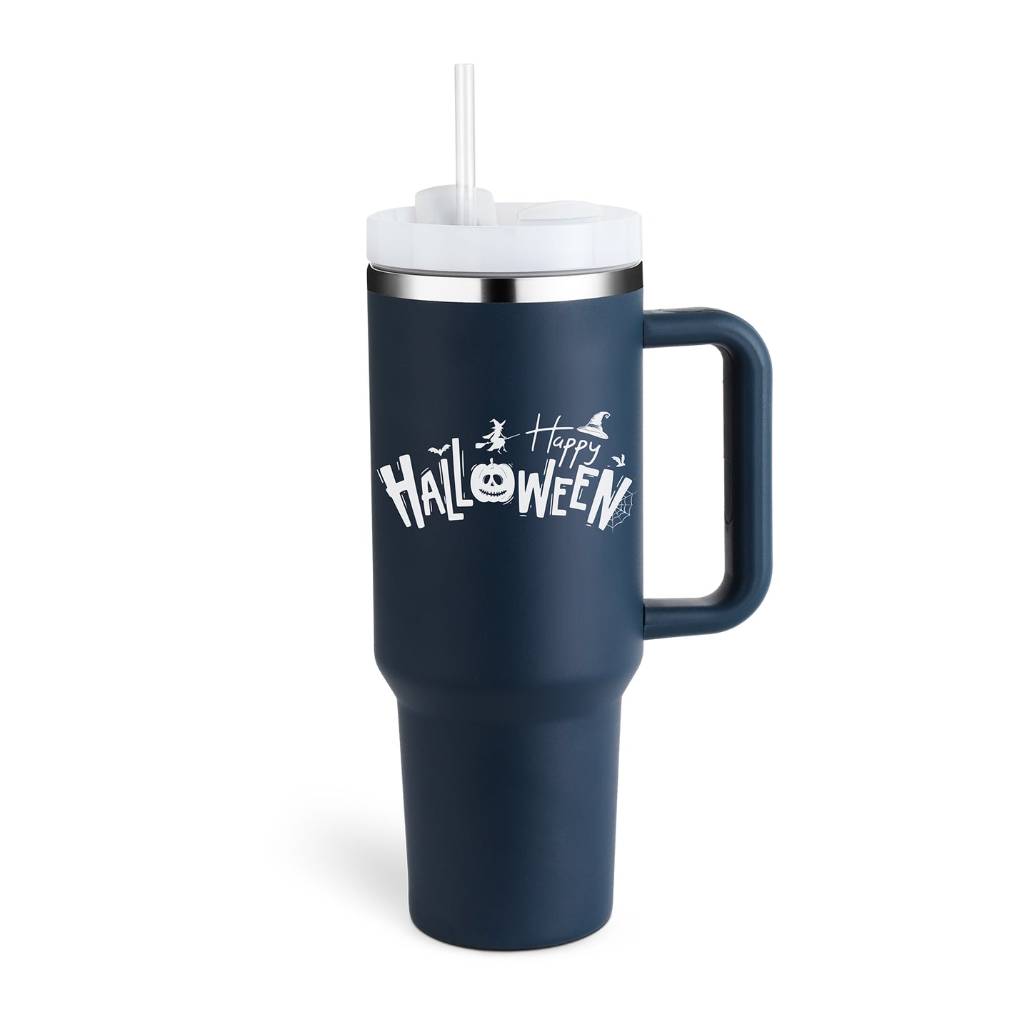 40oz Insulated Stainless Steel Tumbler with Handle & Straw - Spill-Proof Travel Mug