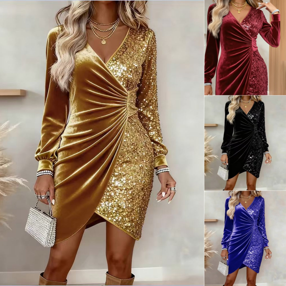 Sequin Velvet Bodycon Dress