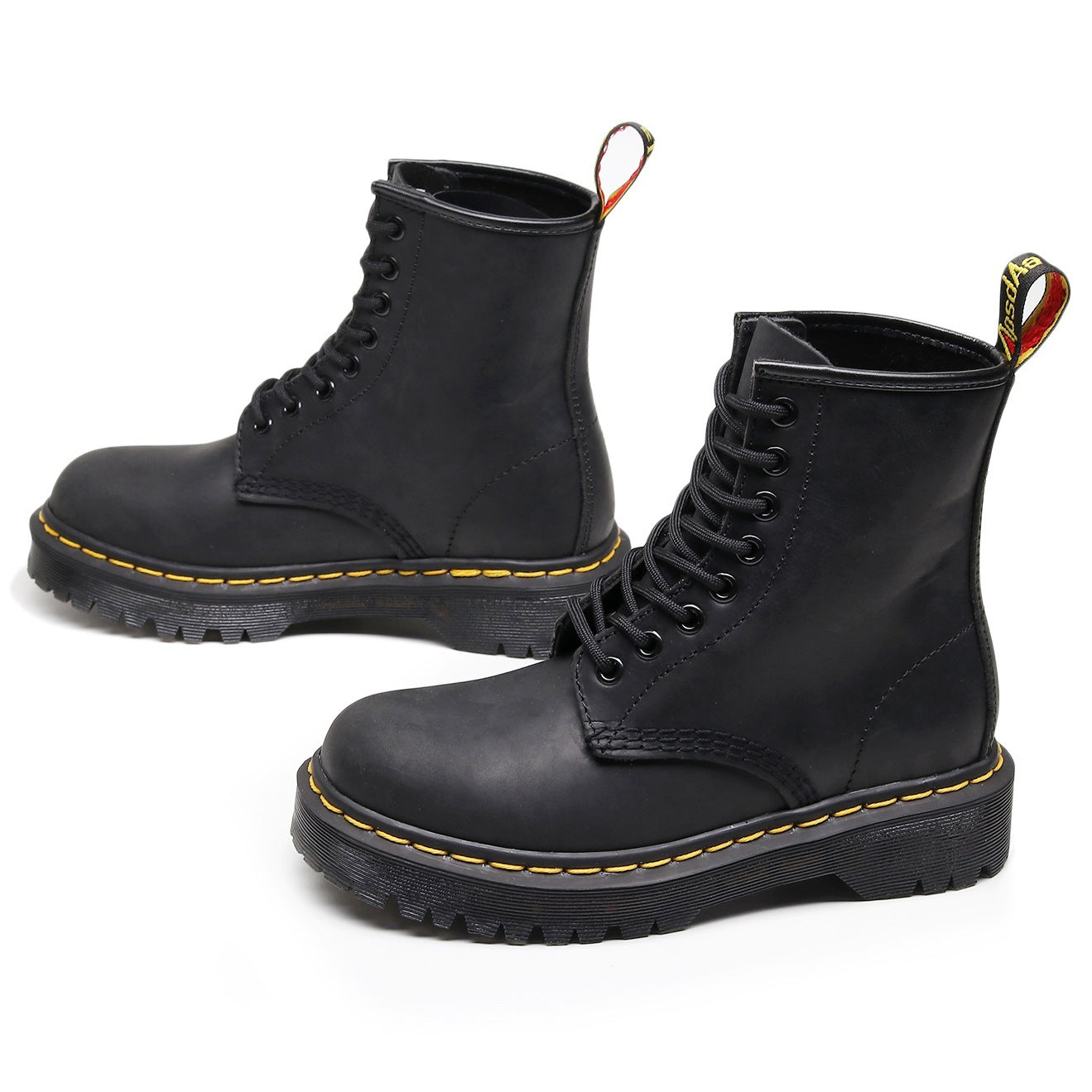 British Style Full-Grain Leather Biker Boots