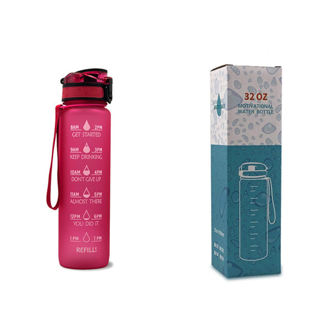 Water Bottle  1L with Time Marker - Leakproof Sports Bottle with Bounce Cover