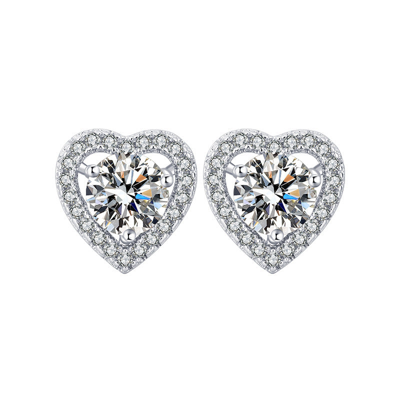 Love Design Silver Necklace Earrings Ring Suit Women