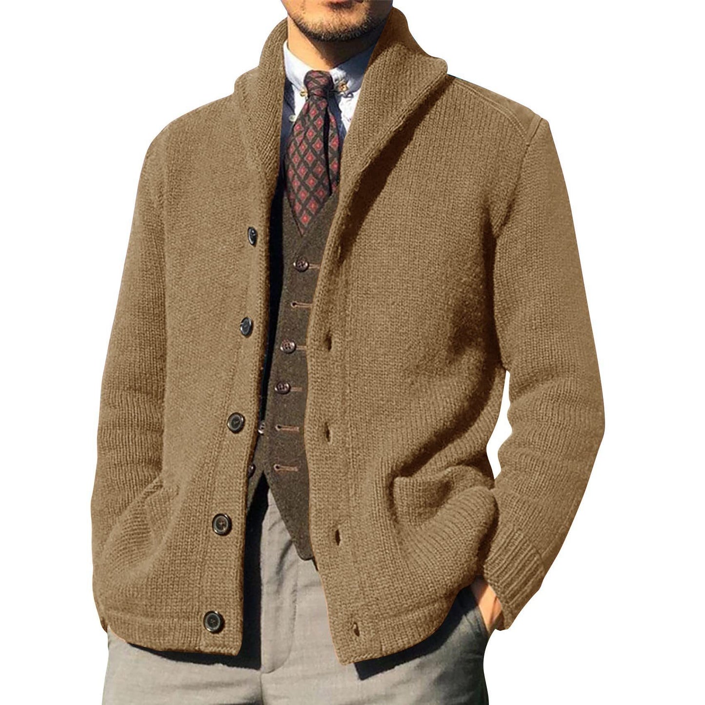 Men's Long Sleeve Knit Cardigan