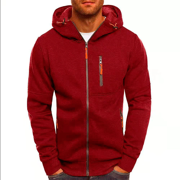 Men's Zip-Up Hooded Sports Jacket