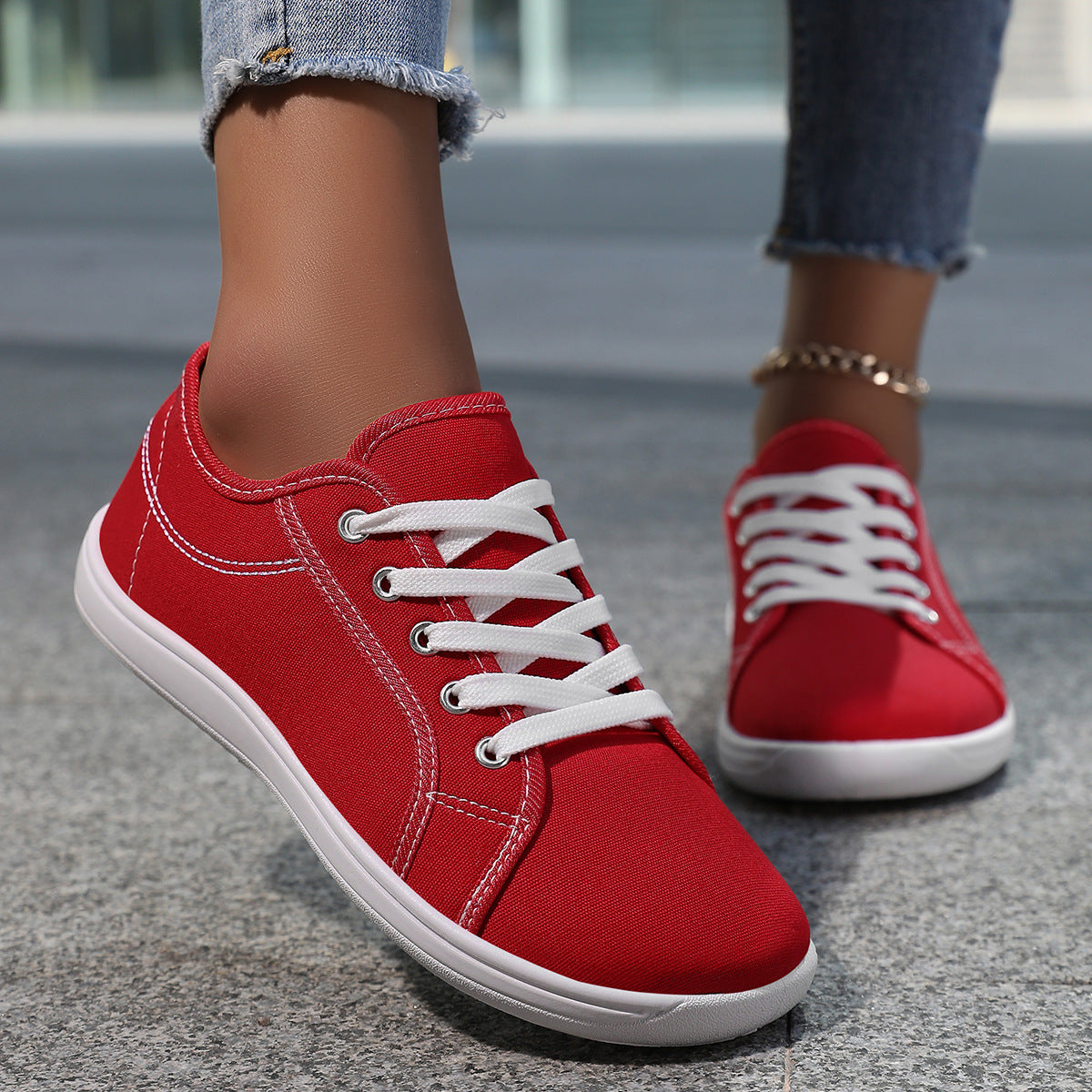 Unisex White Canvas Sneakers - Soft-Sole Comfort Shoes for Couples & Everyday Wear