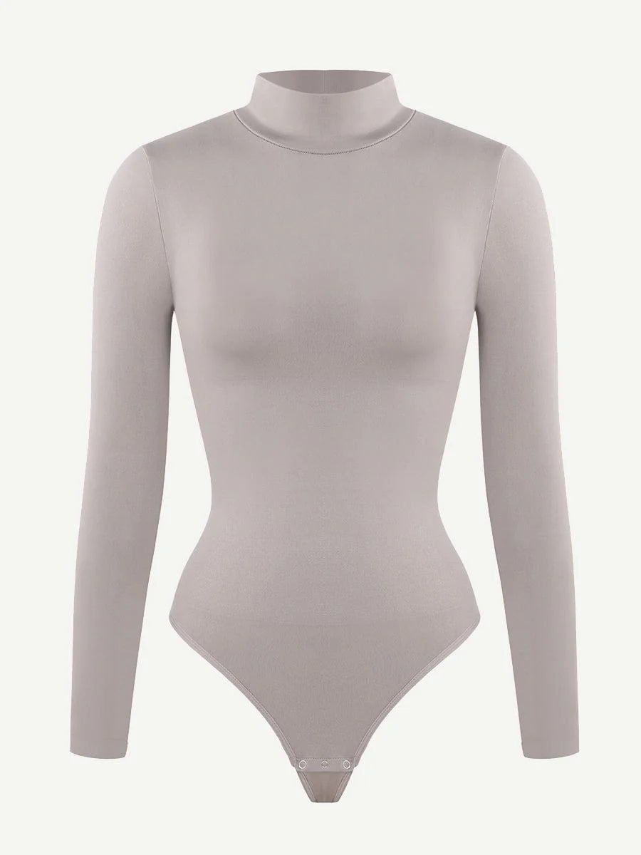 Eco-Friendly Seamless Turtleneck Bodysuit with Long Sleeves