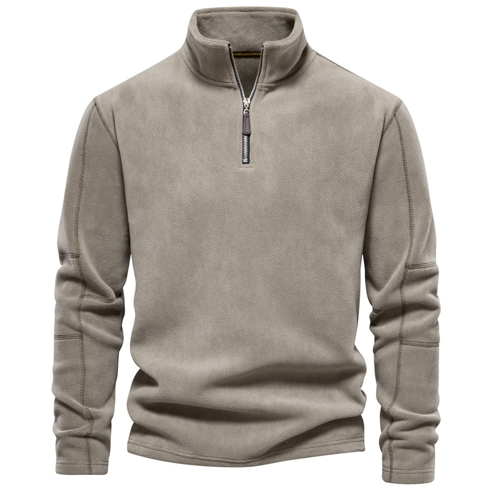 Men's Fleece-Lined Zip Stand Collar Sweatshirt