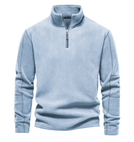 Men's Fleece-Lined Zip Stand Collar Sweatshirt