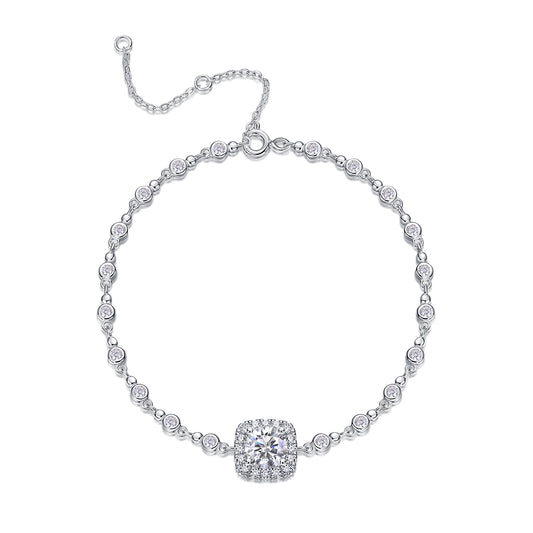 Surrounded By Stars - S925 Platinum Plated Moissanite Bracelet Set