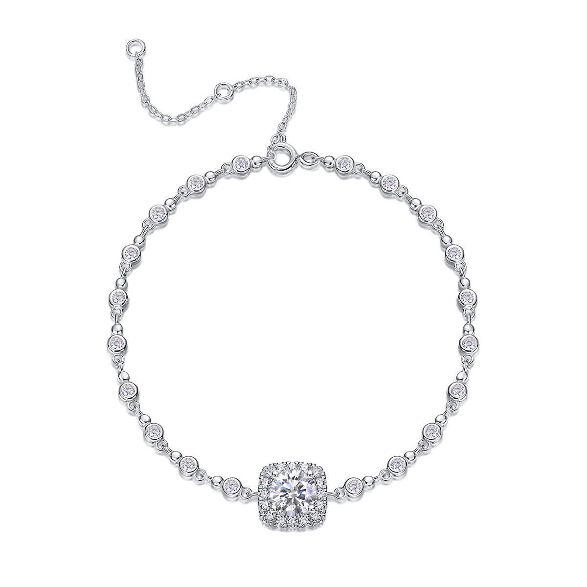 Surrounded By Stars - S925 Platinum Plated Moissanite Bracelet Set