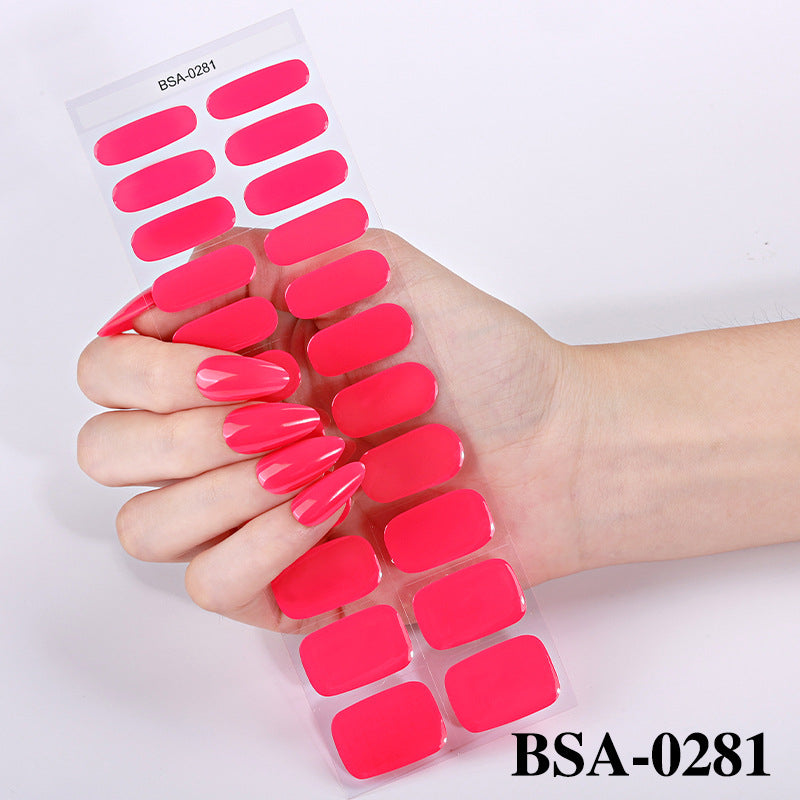 Solid Color Gel Nail Stickers – No-Bake Shimmer Appliqués