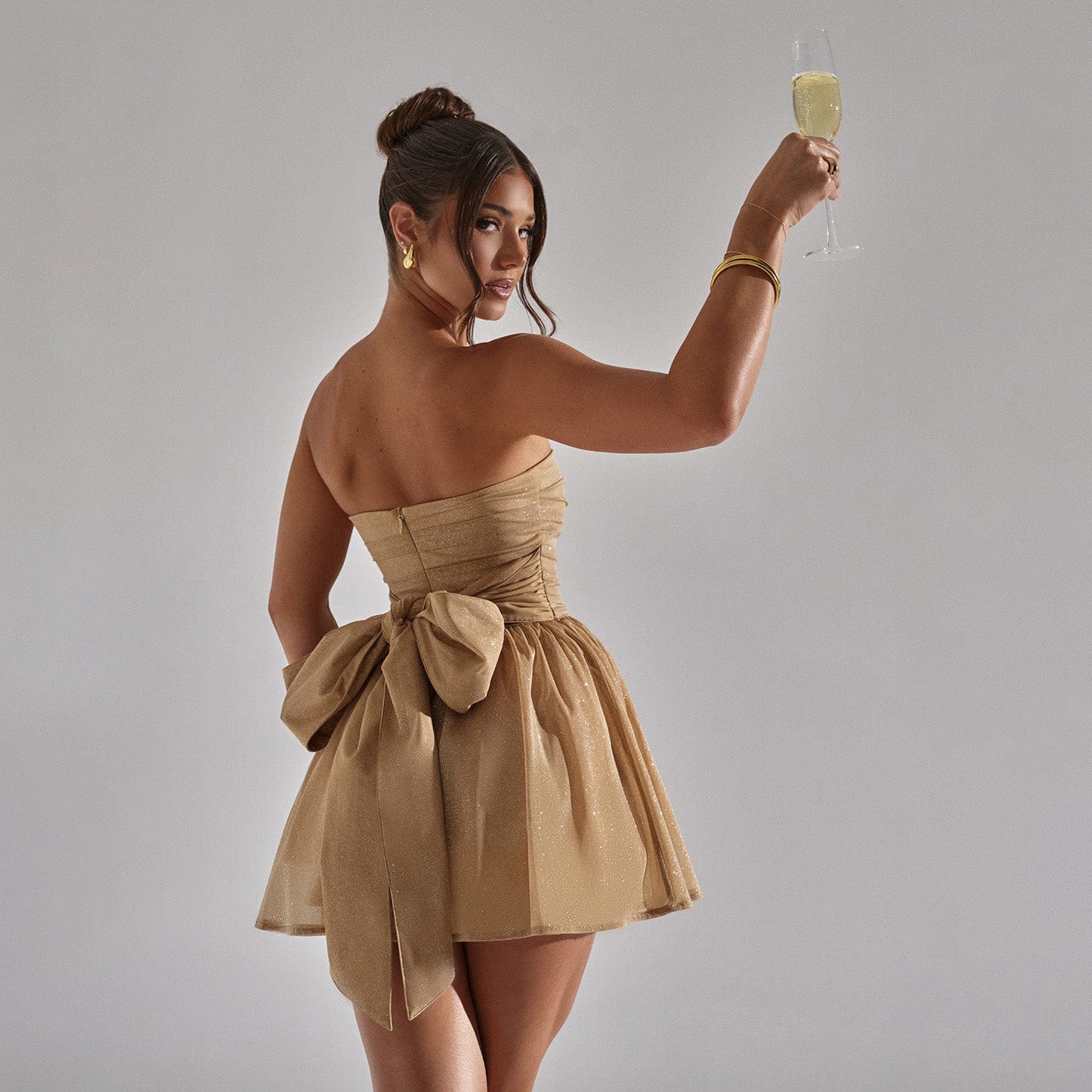 Women's Off-Shoulder Lace Dress with Bow-Knot - Summer Mini Dress