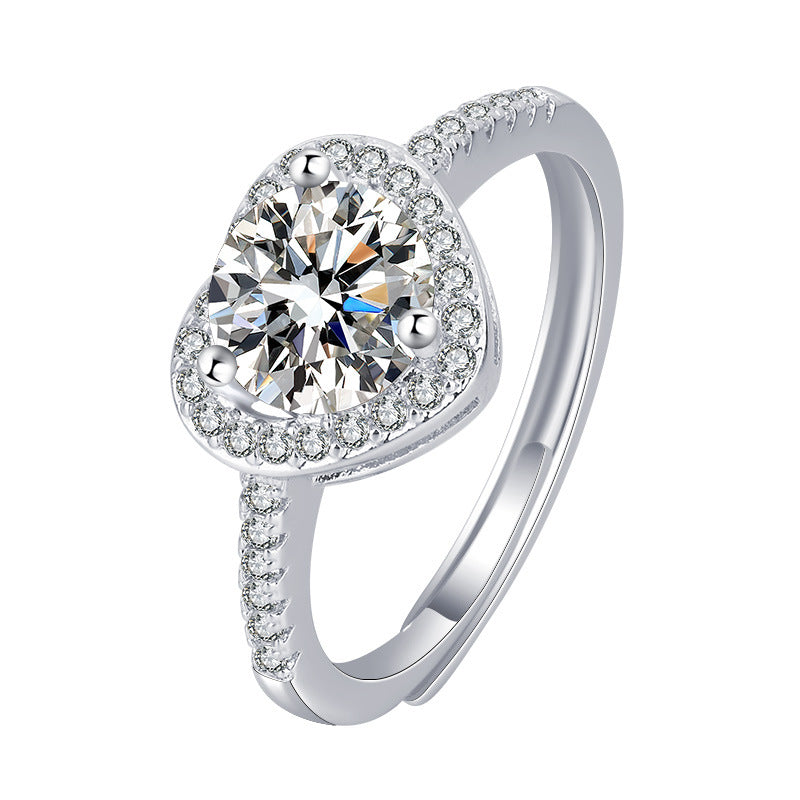 Love Design Silver Necklace Earrings Ring Suit Women