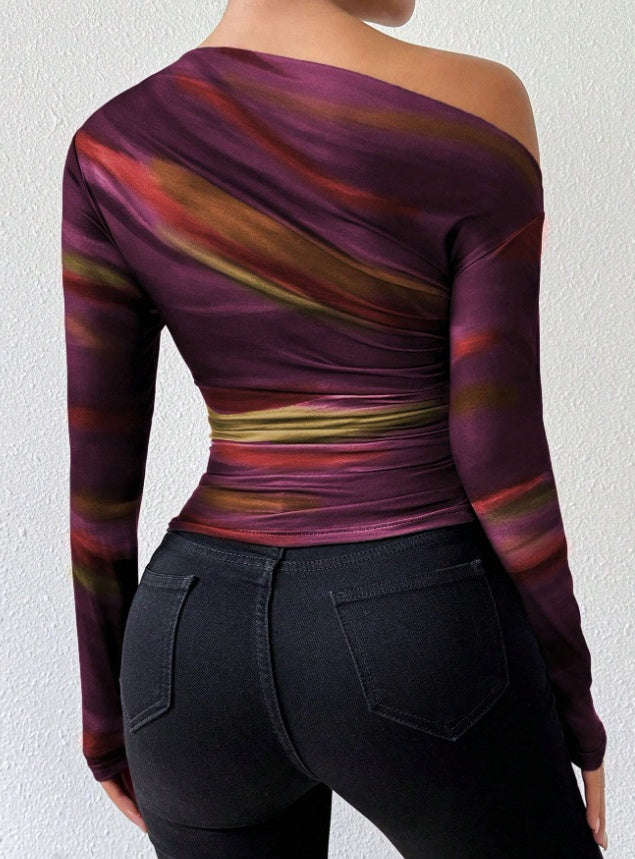 T-shirt à manches longues imprimé pour femme