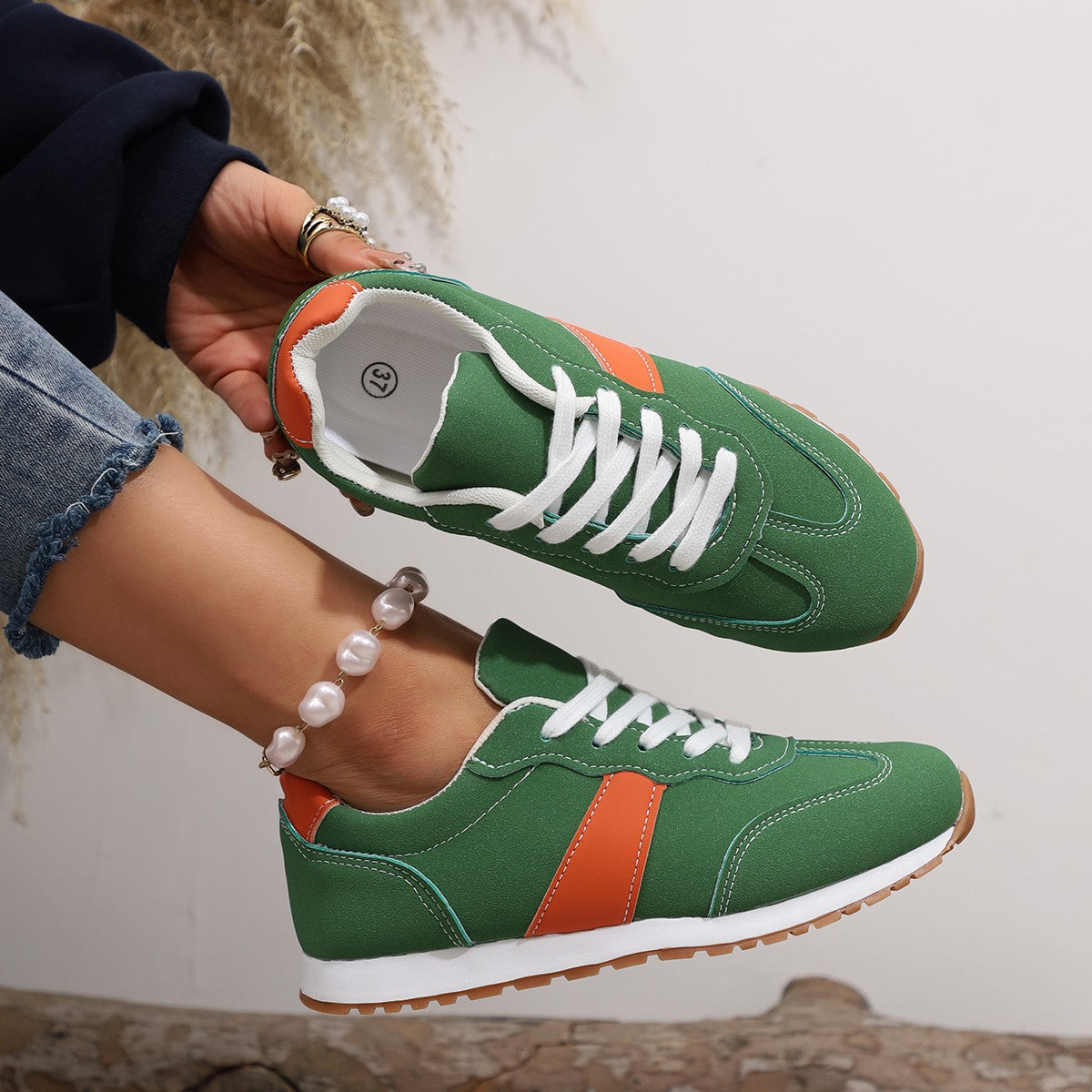 Women's Thick Sole Platform Sneakers - Casual Lace-Up Round Toe Elevating Shoes