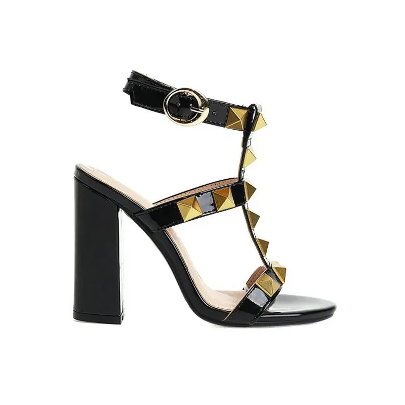 Summer Luxury Women’s Block High Heels Shoes White, Black Sizes 45 46 47