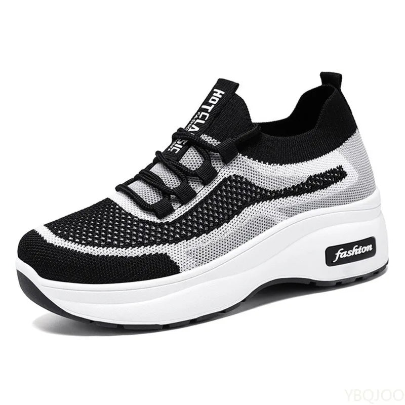 Women breathable Thick Bottom Casual Lace up Fashionable Sneakers