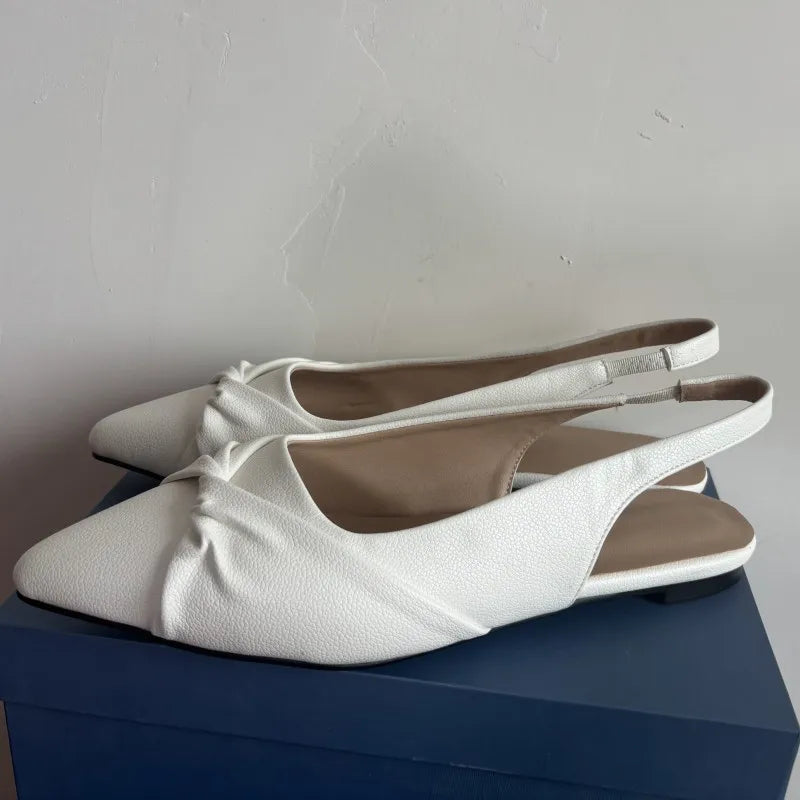 Pointy toe Flat Soft Flats Large Slingbacks Sandals in Black, White