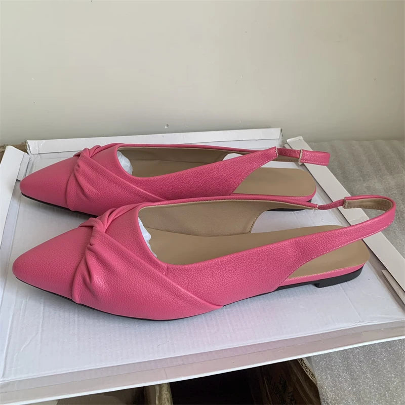 Pointy toe Flat Soft Flats Large Slingbacks Sandals in Black, White