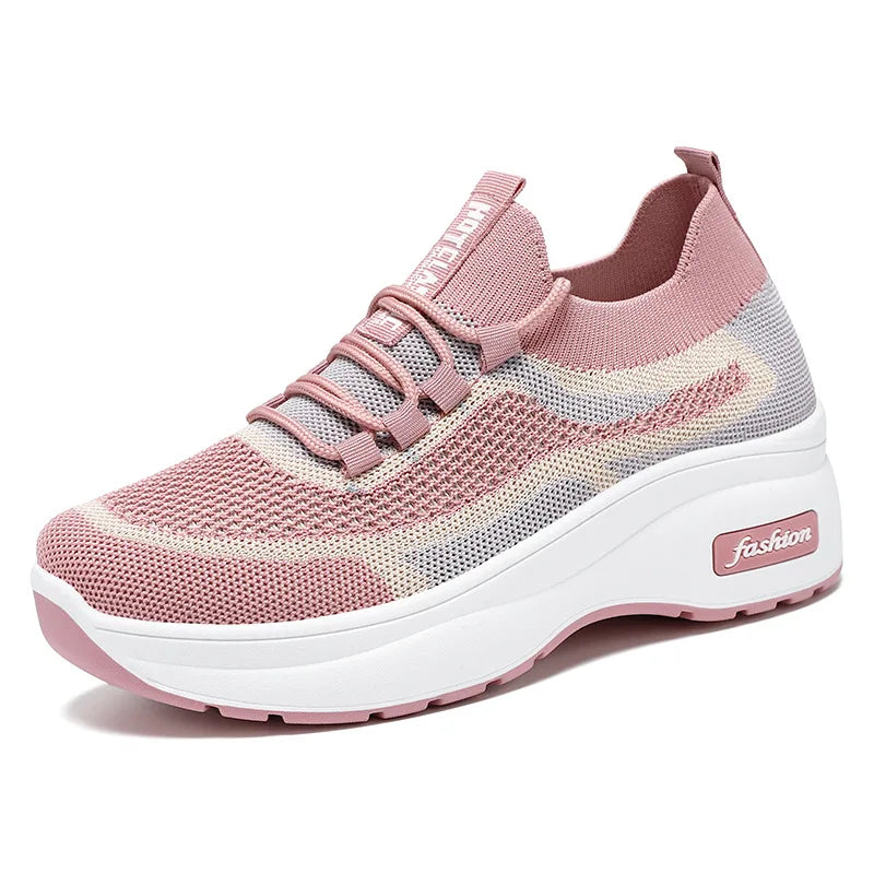 Women breathable Thick Bottom Casual Lace up Fashionable Sneakers