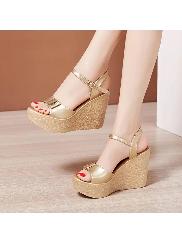 Women Open Toe Platform Sandal Shoes High Heel Wedges