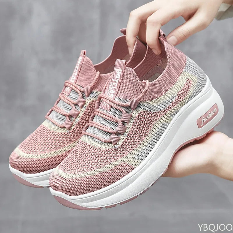 Women breathable Thick Bottom Casual Lace up Fashionable Sneakers