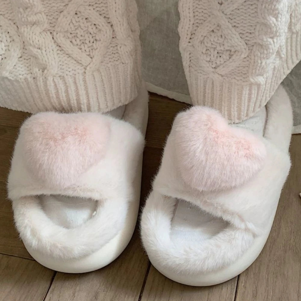 Winter Slippers Soft Heel Platform Warm Indoor Comfortable Home Fluffy Slippers