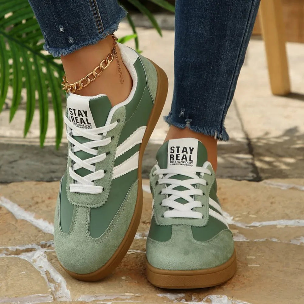 Lightweight Comfortable Sneakers for Women Fashion Striped Lace Up Sports Casual Breathable Sneakers