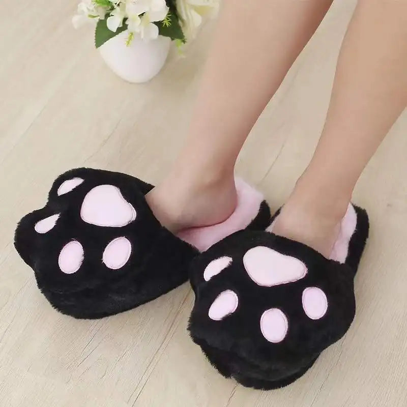 Cute Cat Paw Slippers for Women Indoor Memory Foam Soft Warm Cozy Bedroom Non-Slip Slides