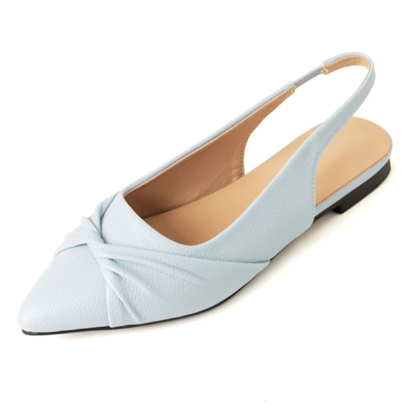 Pointy toe Flat Soft Flats Large Slingbacks Sandals in Black, White