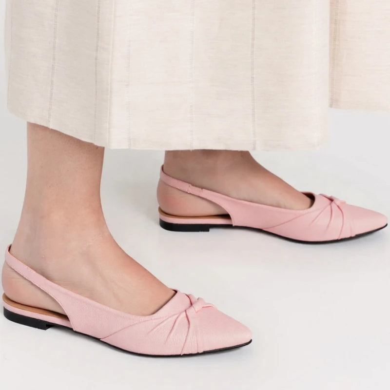 Pointy toe Flat Soft Flats Large Slingbacks Sandals in Black, White