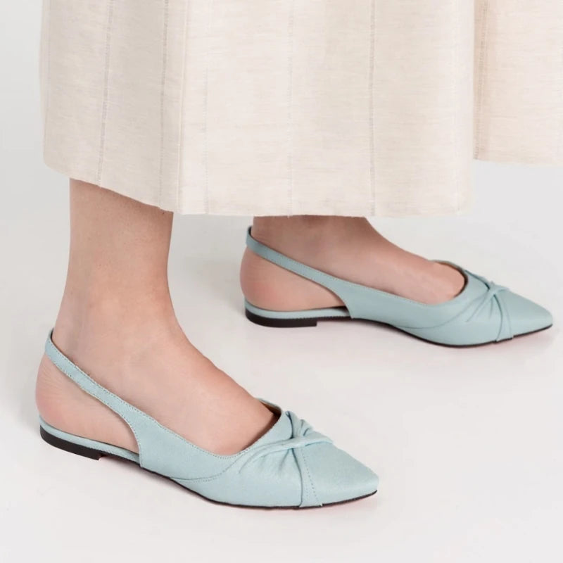 Pointy toe Flat Soft Flats Large Slingbacks Sandals in Black, White