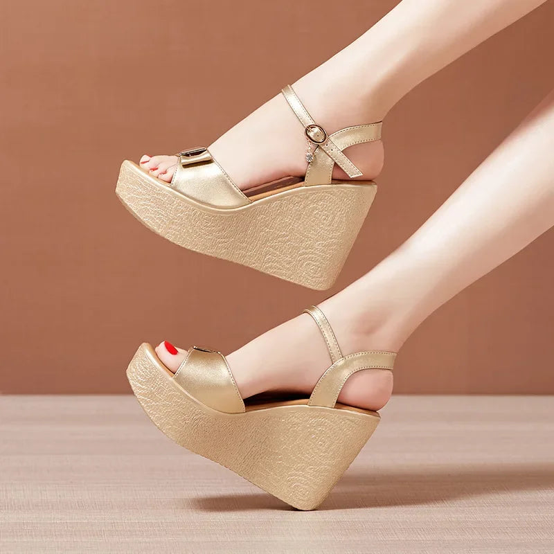Women Open Toe Platform Sandal Shoes High Heel Wedges