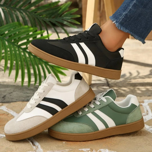 Lightweight Comfortable Sneakers for Women Fashion Striped Lace Up Sports Casual Breathable Sneakers