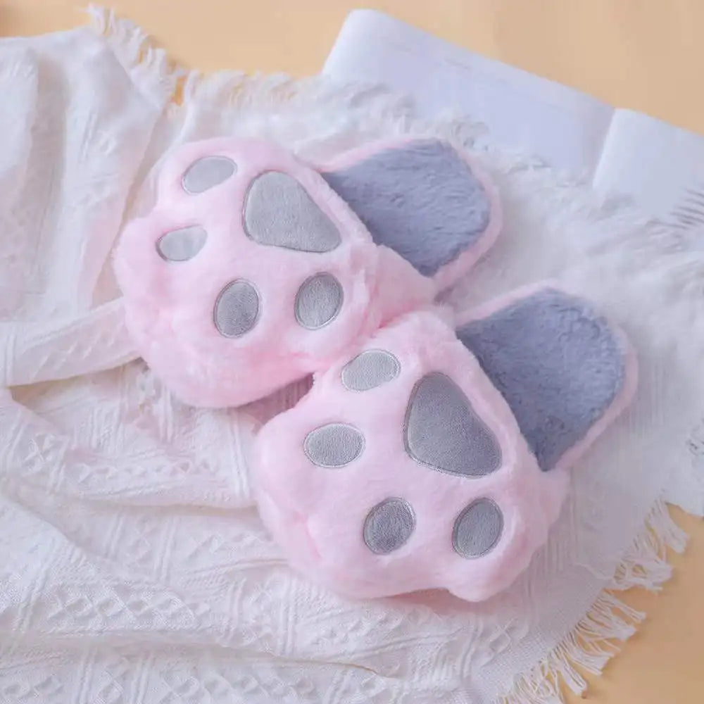 Cute Cat Paw Slippers for Women Indoor Memory Foam Soft Warm Cozy Bedroom Non-Slip Slides