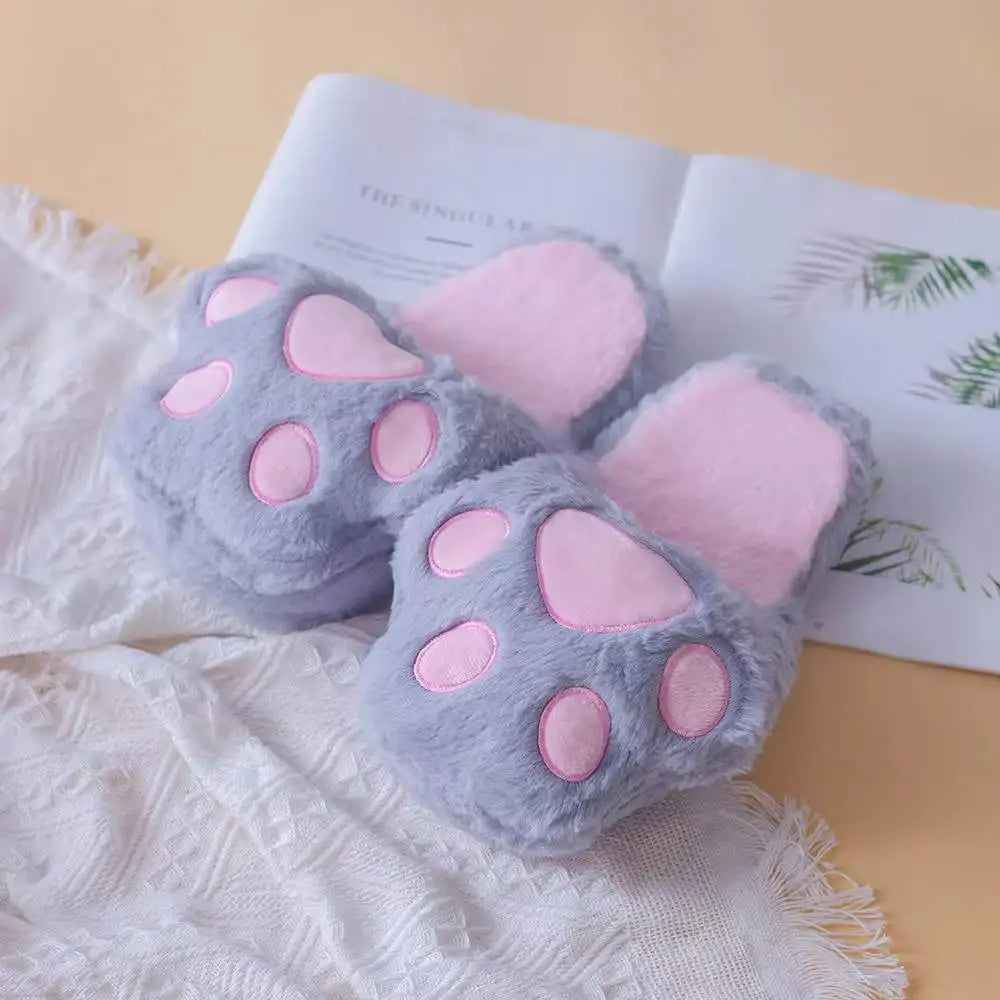 Cute Cat Paw Slippers for Women Indoor Memory Foam Soft Warm Cozy Bedroom Non-Slip Slides