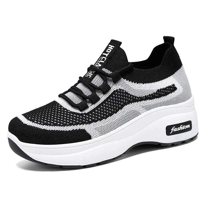 Women breathable Thick Bottom Casual Lace up Fashionable Sneakers