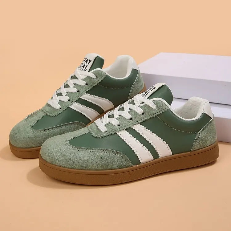 Lightweight Comfortable Sneakers for Women Fashion Striped Lace Up Sports Casual Breathable Sneakers