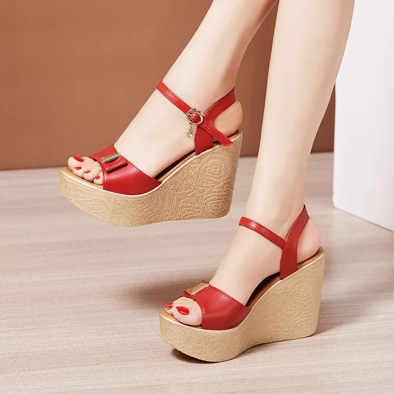 Women Open Toe Platform Sandal Shoes High Heel Wedges