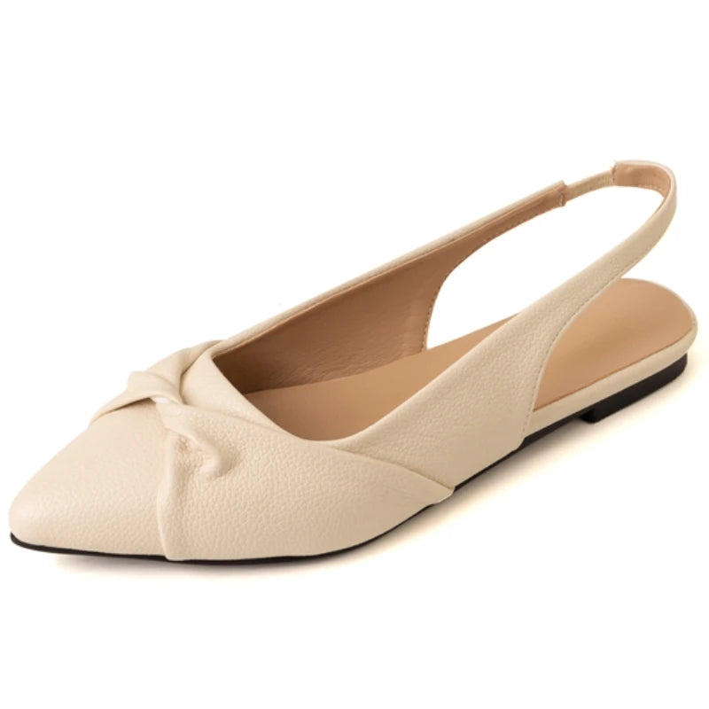 Pointy toe Flat Soft Flats Large Slingbacks Sandals in Black, White