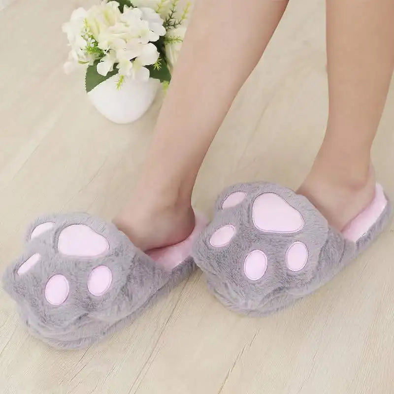 Cute Cat Paw Slippers for Women Indoor Memory Foam Soft Warm Cozy Bedroom Non-Slip Slides