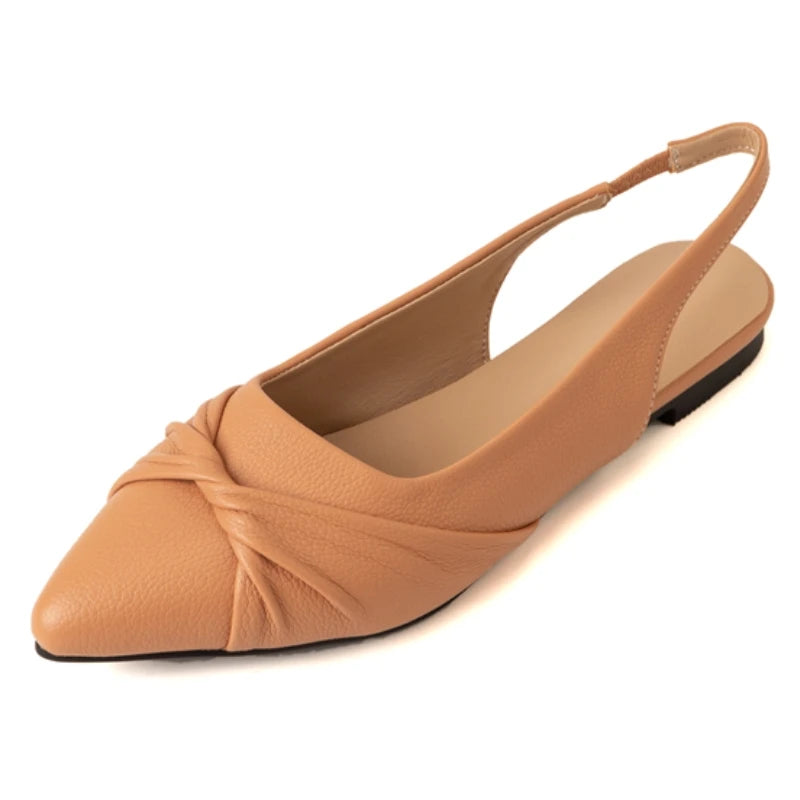 Pointy toe Flat Soft Flats Large Slingbacks Sandals in Black, White