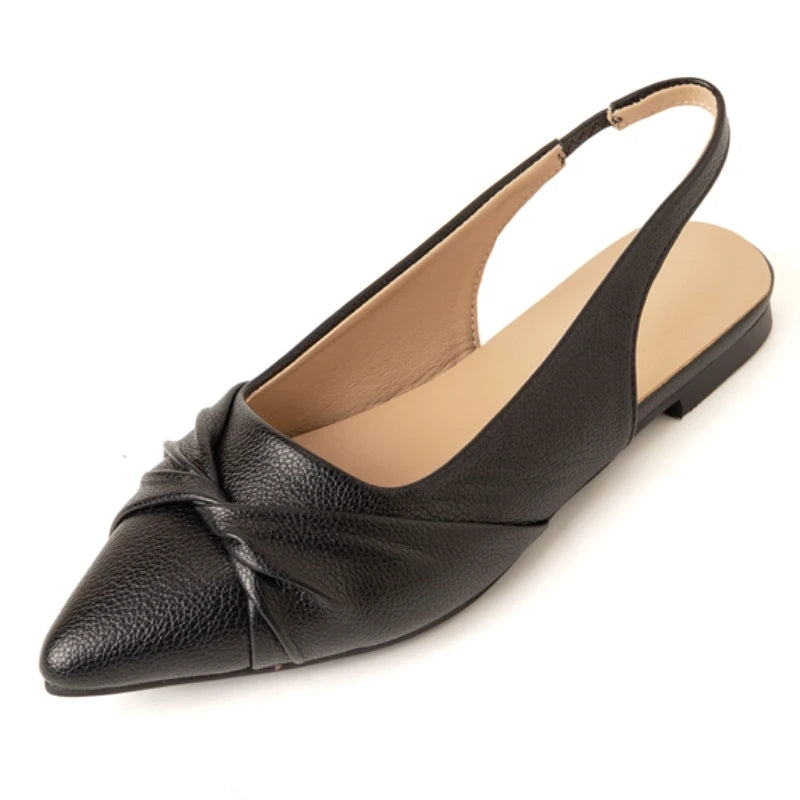 Pointy toe Flat Soft Flats Large Slingbacks Sandals in Black, White