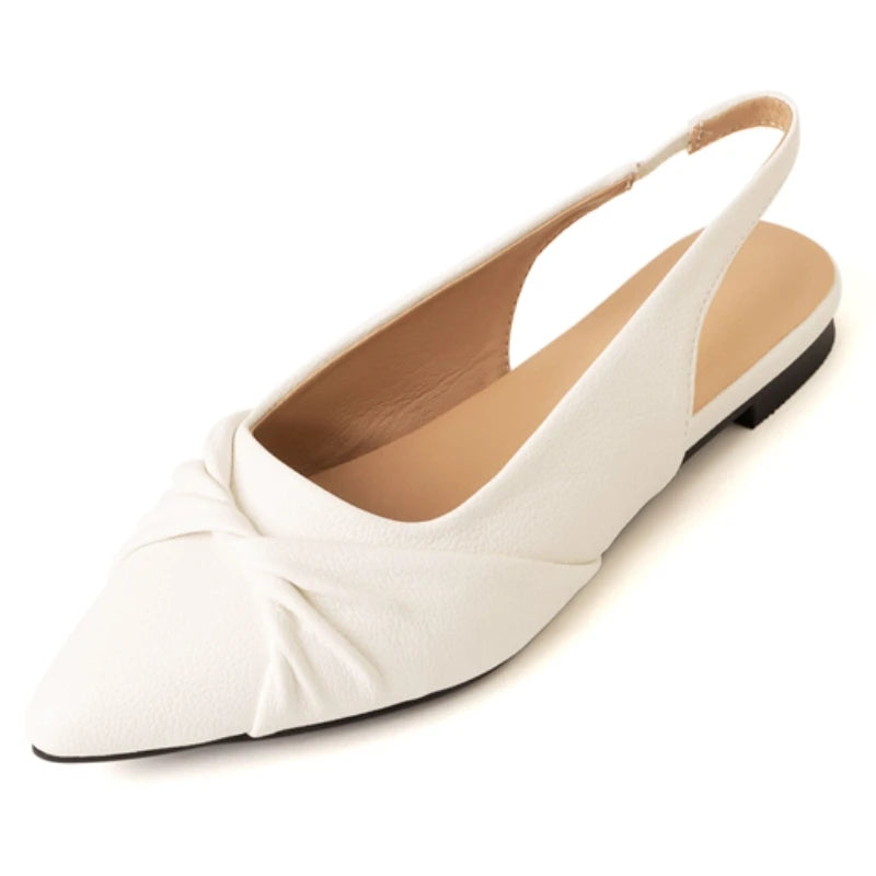 Pointy toe Flat Soft Flats Large Slingbacks Sandals in Black, White