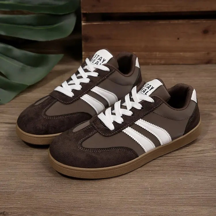 Lightweight Comfortable Sneakers for Women Fashion Striped Lace Up Sports Casual Breathable Sneakers