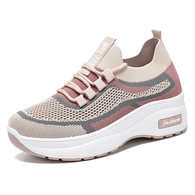Women breathable Thick Bottom Casual Lace up Fashionable Sneakers