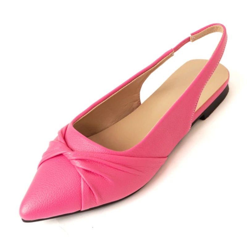 Pointy toe Flat Soft Flats Large Slingbacks Sandals in Black, White