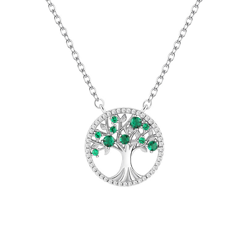 Collier Arbre de Vie - Pendentif Zircon Coloré Creux