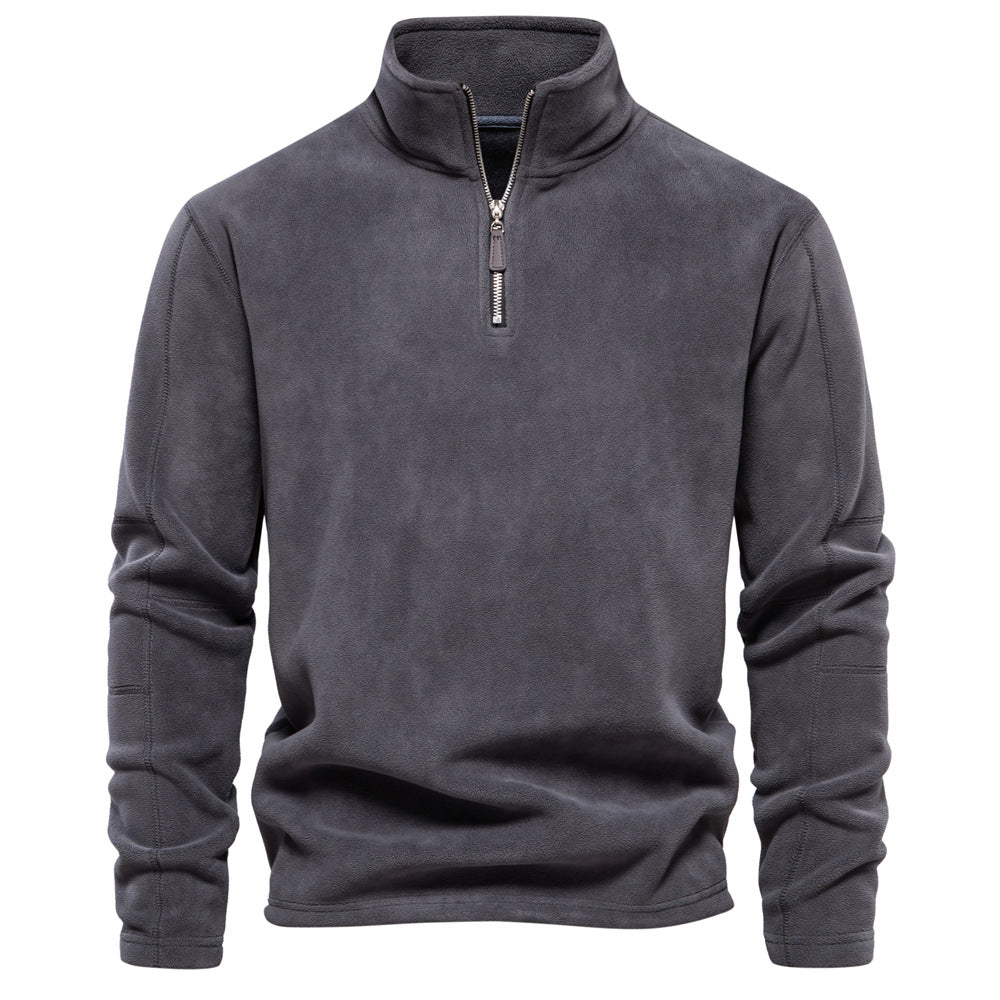 Men's Fleece-Lined Zip Stand Collar Sweatshirt