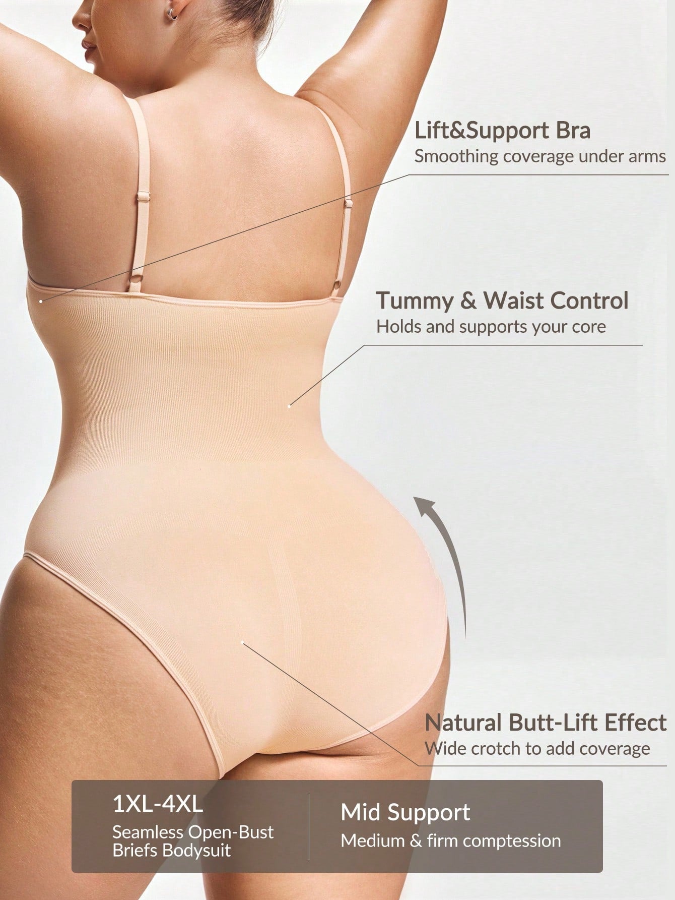 Women's Open Bust Bodysuit Shapewear - Waist Trainer & Butt Lifter