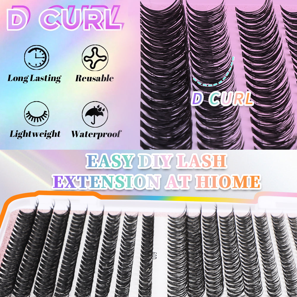 Premium Cluster Lash Set – 640 Segmented Lashes in 32 Rows